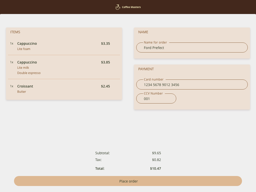 Coffee app design